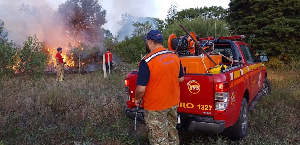 BOMBEIROS E DEFESA CIVIL COMBATEM INCNDIO EM REA DE VEGETAO EM DOMINGOS PETROLINE