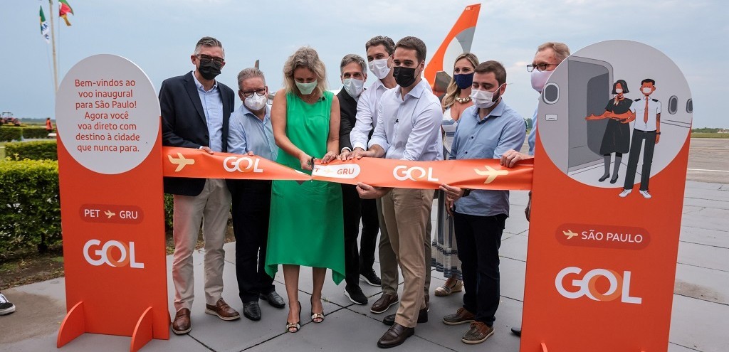 EDUARDO LEITE PARTICIPA DE VOO INAUGURAL DA GOL ENTRE SO PAULO E PELOTAS