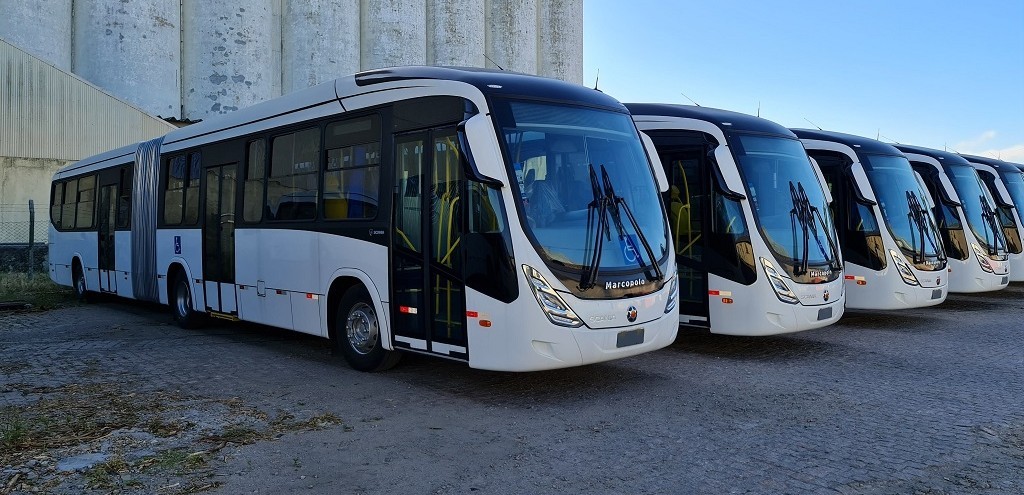 SAGRES E MARCOPOLO REALIZARO EMBARQUE DE NIBUS ARTICULADOS PARA ANGOLA VIA PORTO RG